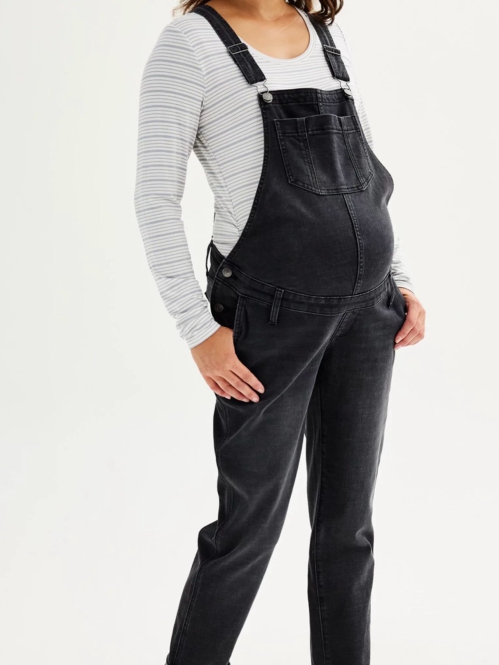 Black Maternity Womens Denim Overalls - Classic Style adorable!